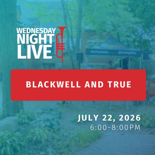 This week's Wednesday Night Live poster: Blackwell and True, two voices and two guitars, July 22