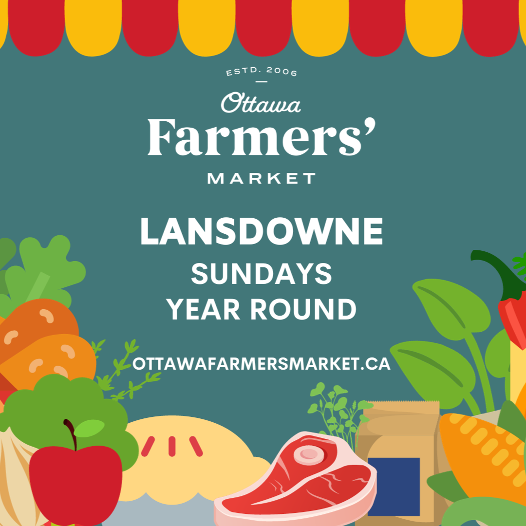 Lansdowne Farmers' Market poster: fresh produce under the year-round market banner